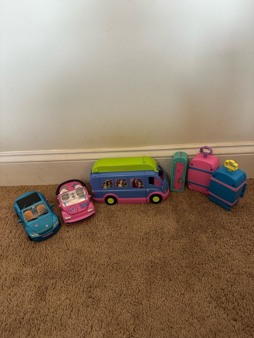 Polly Pocket Party Bus Lot Of Vintage Toys Convertible Cars Luggage Suitcase